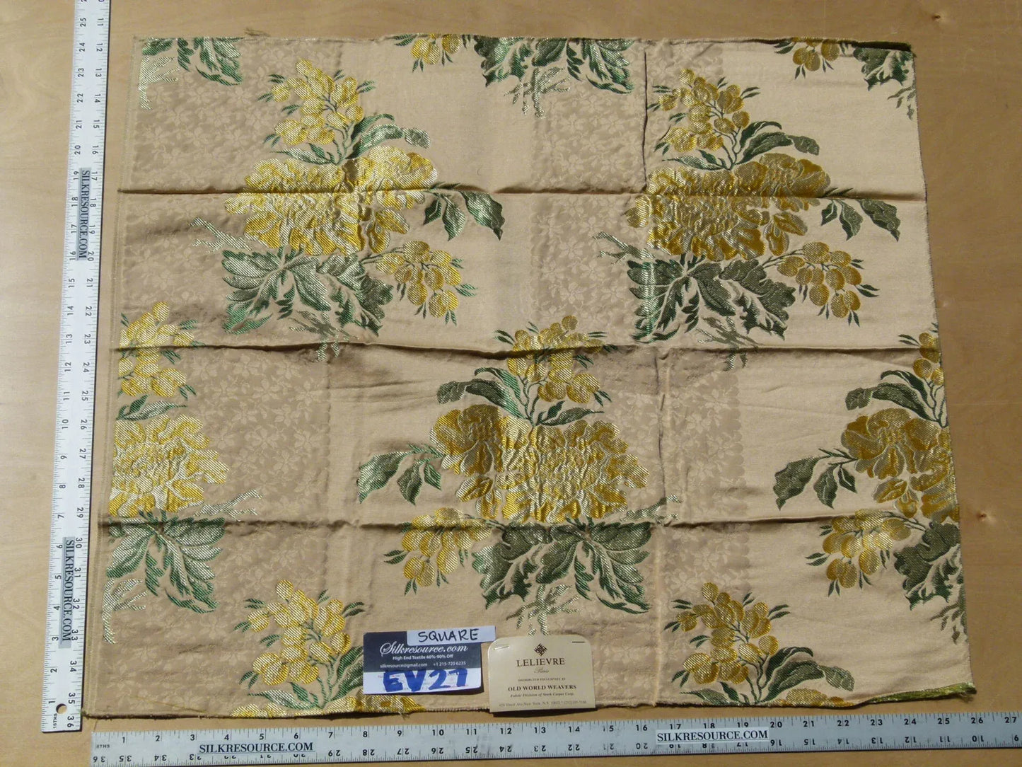 Scalamandre LELIEVRE Paris Silk Lampas Floral Brown 26"x26"