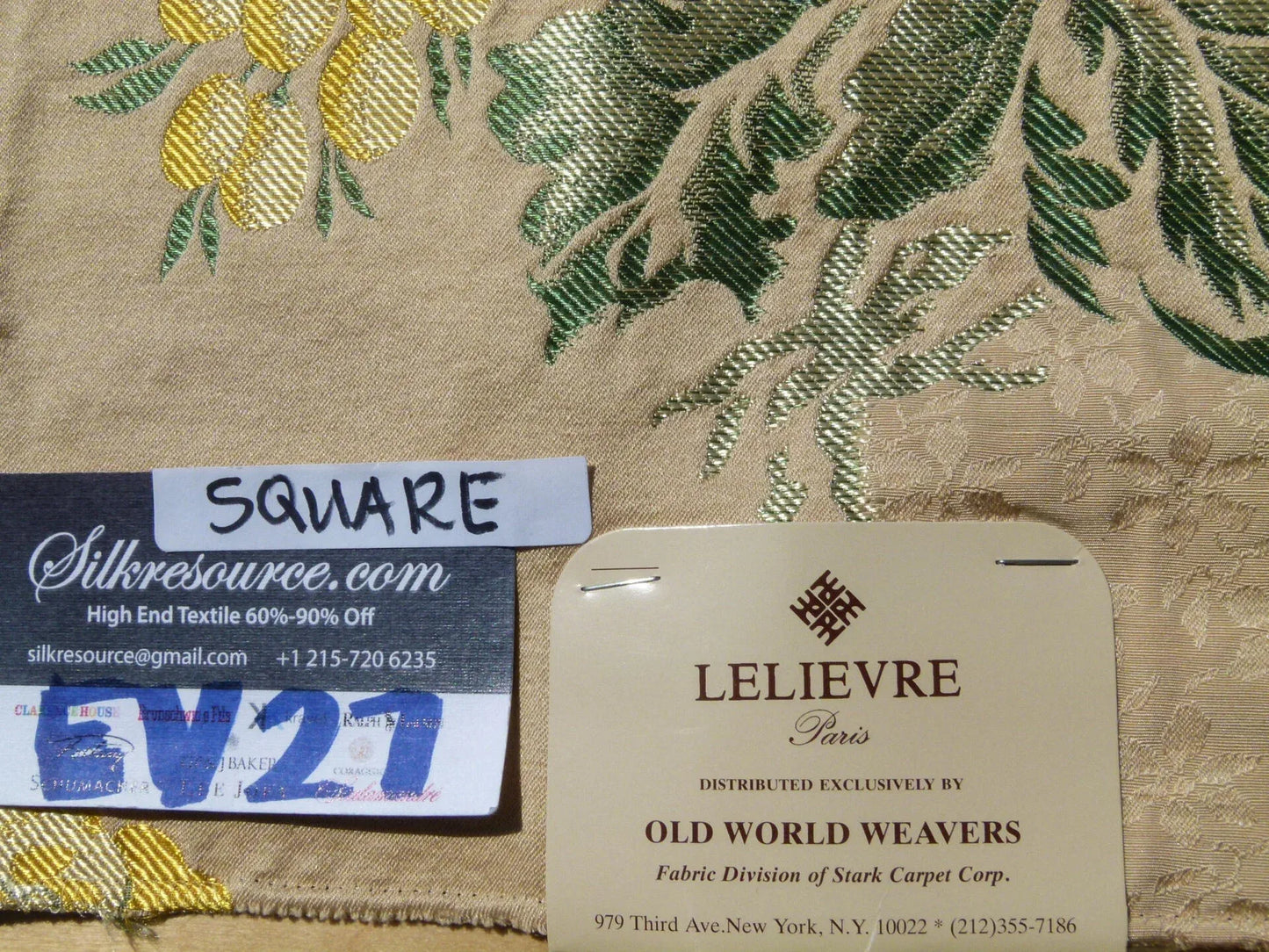 Scalamandre LELIEVRE Paris Silk Lampas Floral Brown 26"x26"