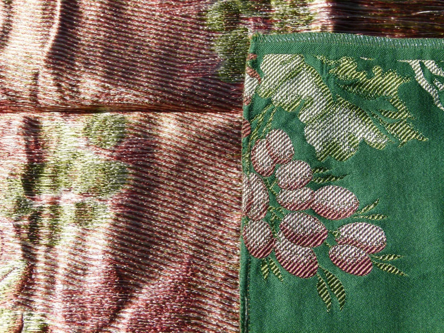 Scalamandre LELIEVRE Paris Silk Lampas Floral Green - Square  - Piece A 24"x26"