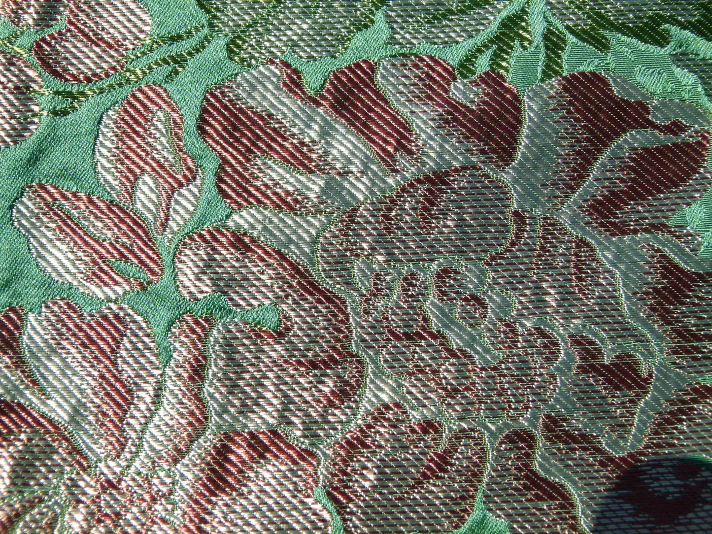 Scalamandre LELIEVRE Paris Silk Lampas Floral Green - Square  - Piece B 25"x24"