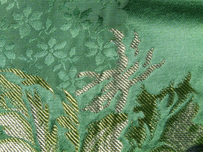 Scalamandre LELIEVRE Paris Silk Lampas Floral Green - Square  - Piece A 24"x26"