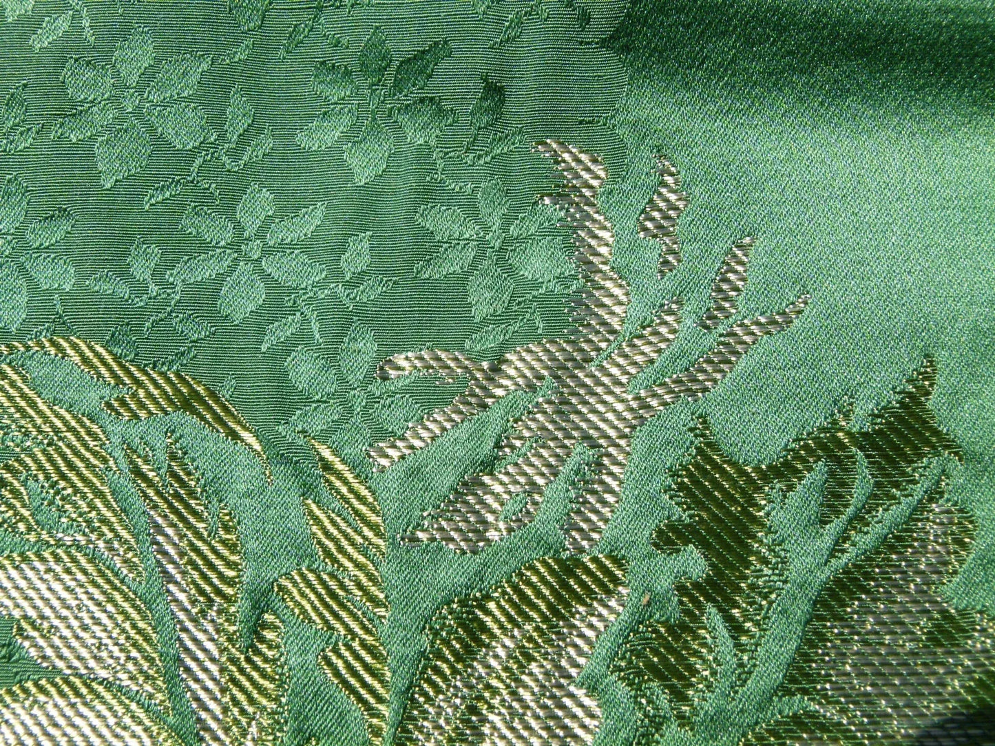 Scalamandre LELIEVRE Paris Silk Lampas Floral Green - Square  - Piece B 25"x24"