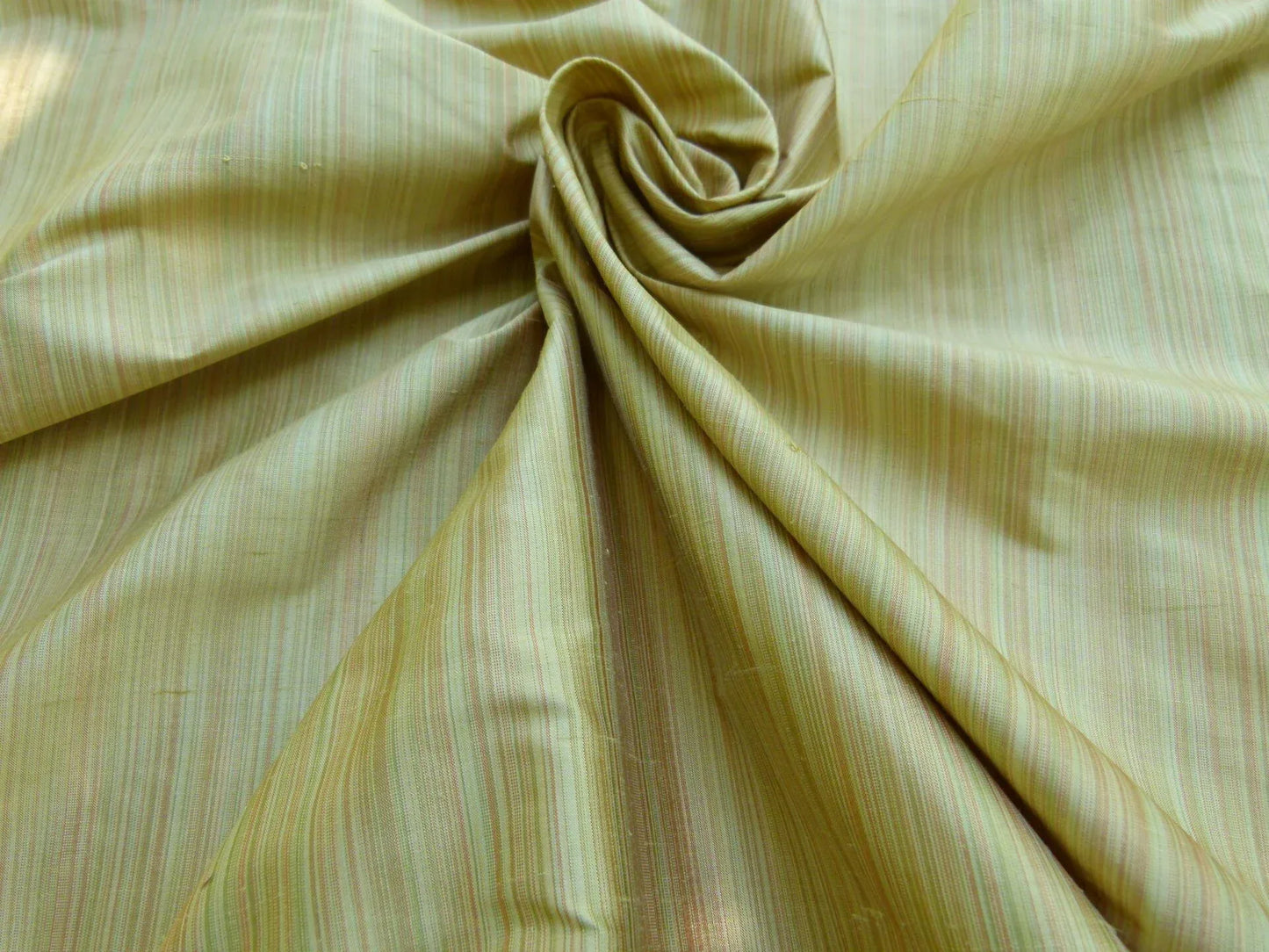 Kravet 100% Silk Strie Stripe - Pastel Cream Pink Beige