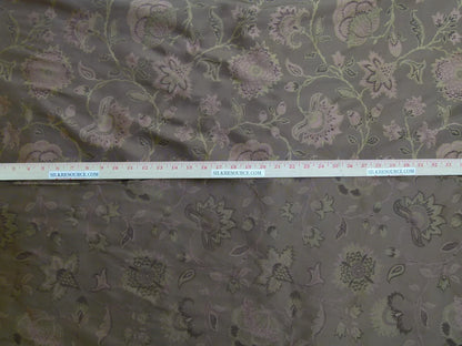 Earthly Beauty 100% Silk Lampas Jacobean Floral Tobacco Golden Brown Pink Flower Carnation Rose Tree of Life Pomegranate