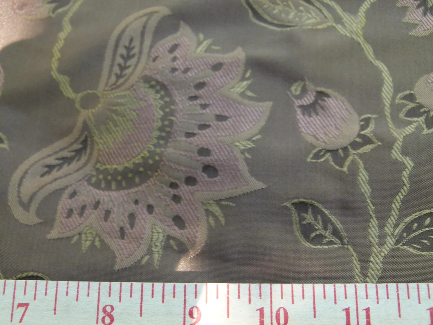 Earthly Beauty 100% Silk Lampas Jacobean Floral Tobacco Golden Brown Pink Flower Carnation Rose Tree of Life Pomegranate