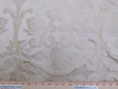 Silk Satin Simply Greek Ogee Damask Renaissance Cream - White Ivory