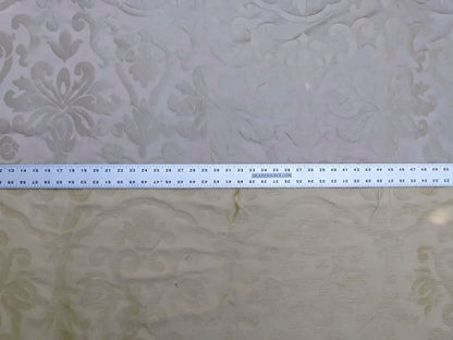 Silk Satin Simply Greek Ogee Damask Renaissance Cream - White Ivory