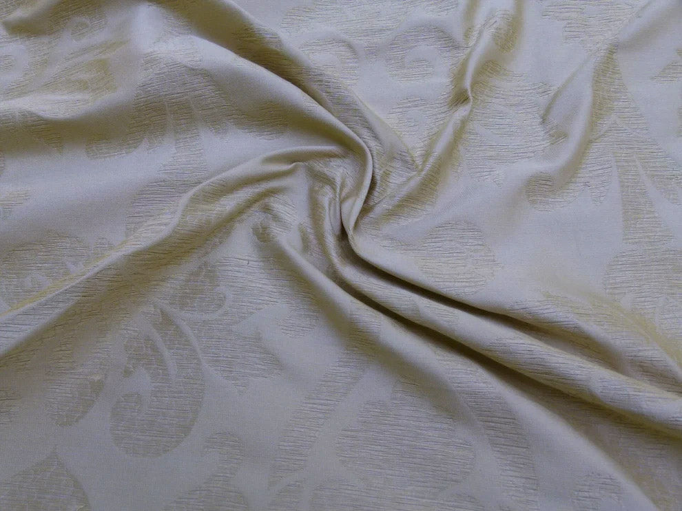 Silk Satin Simply Greek Ogee Damask Renaissance Cream - White Ivory