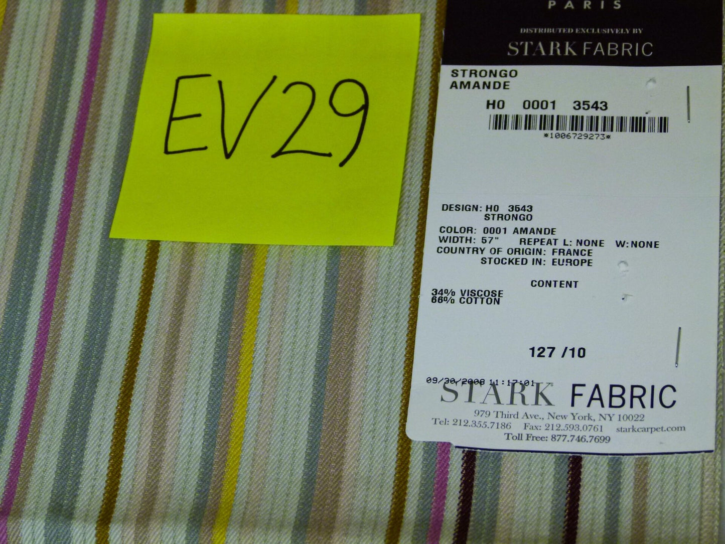 1 EV29 Scalamandre Lelievre Paris Strongo Amande Stripe 4 Pieces Assorted Colors