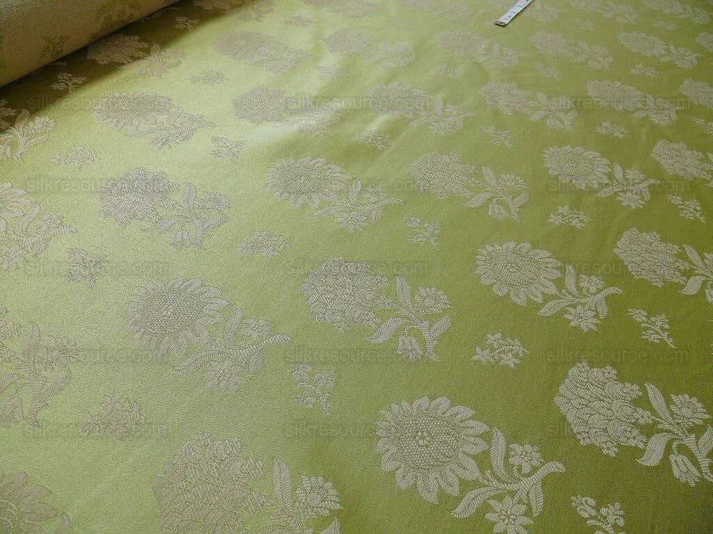 Baranzelli Italy Silk+linen Brocade Pea Green & Cream