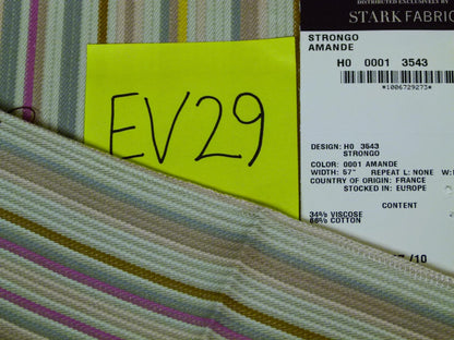 1 EV29 Scalamandre Lelievre Paris Strongo Amande Stripe 4 Pieces Assorted Colors