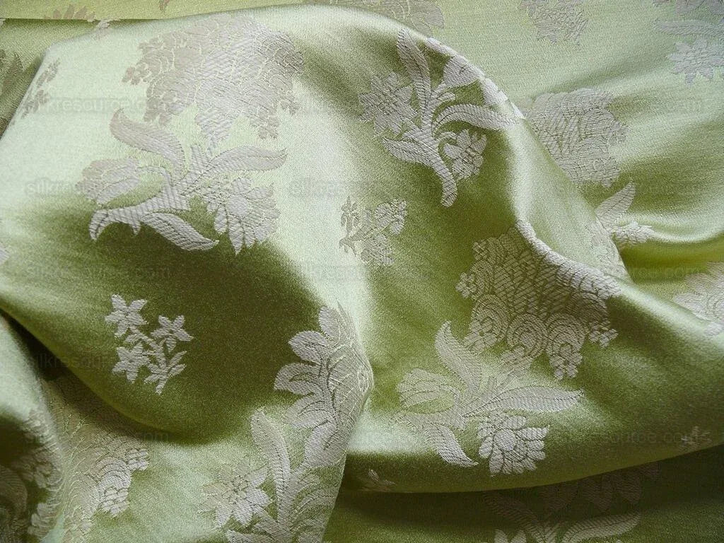 Baranzelli Italy Silk+linen Brocade Pea Green & Cream