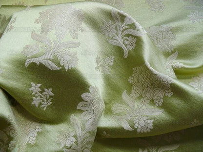 Baranzelli Italy Silk+linen Brocade Pea Green & Cream