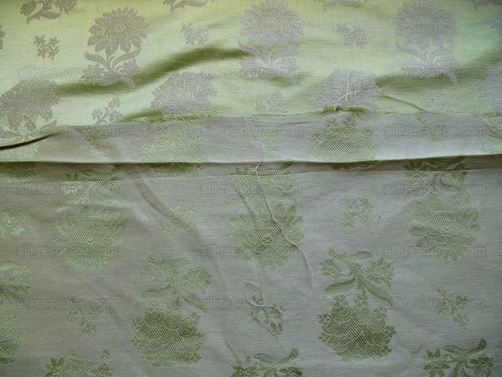 Baranzelli Italy Silk+linen Brocade Pea Green & Cream