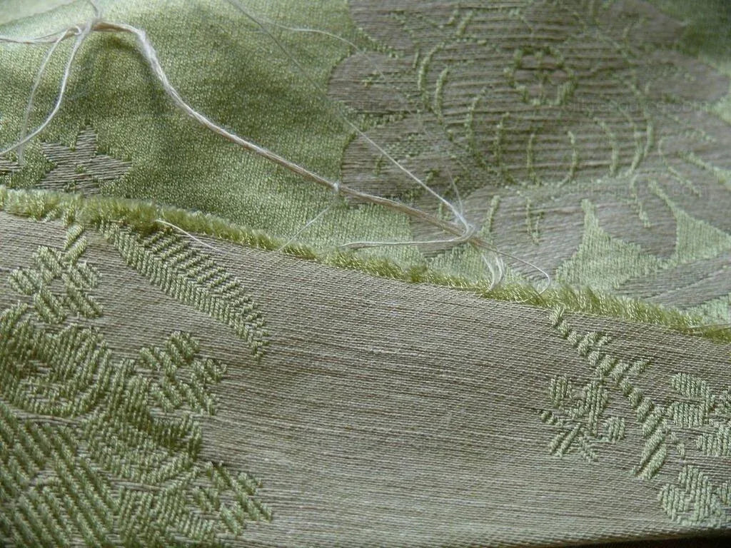 Baranzelli Italy Silk+linen Brocade Pea Green & Cream
