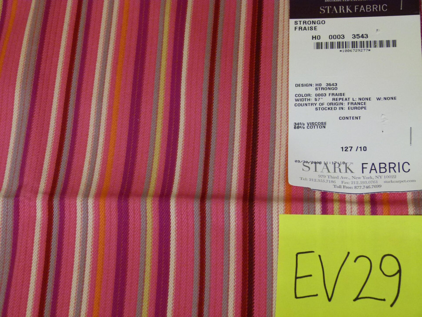 1 EV29 Scalamandre Lelievre Paris Strongo Amande Stripe 4 Pieces Assorted Colors