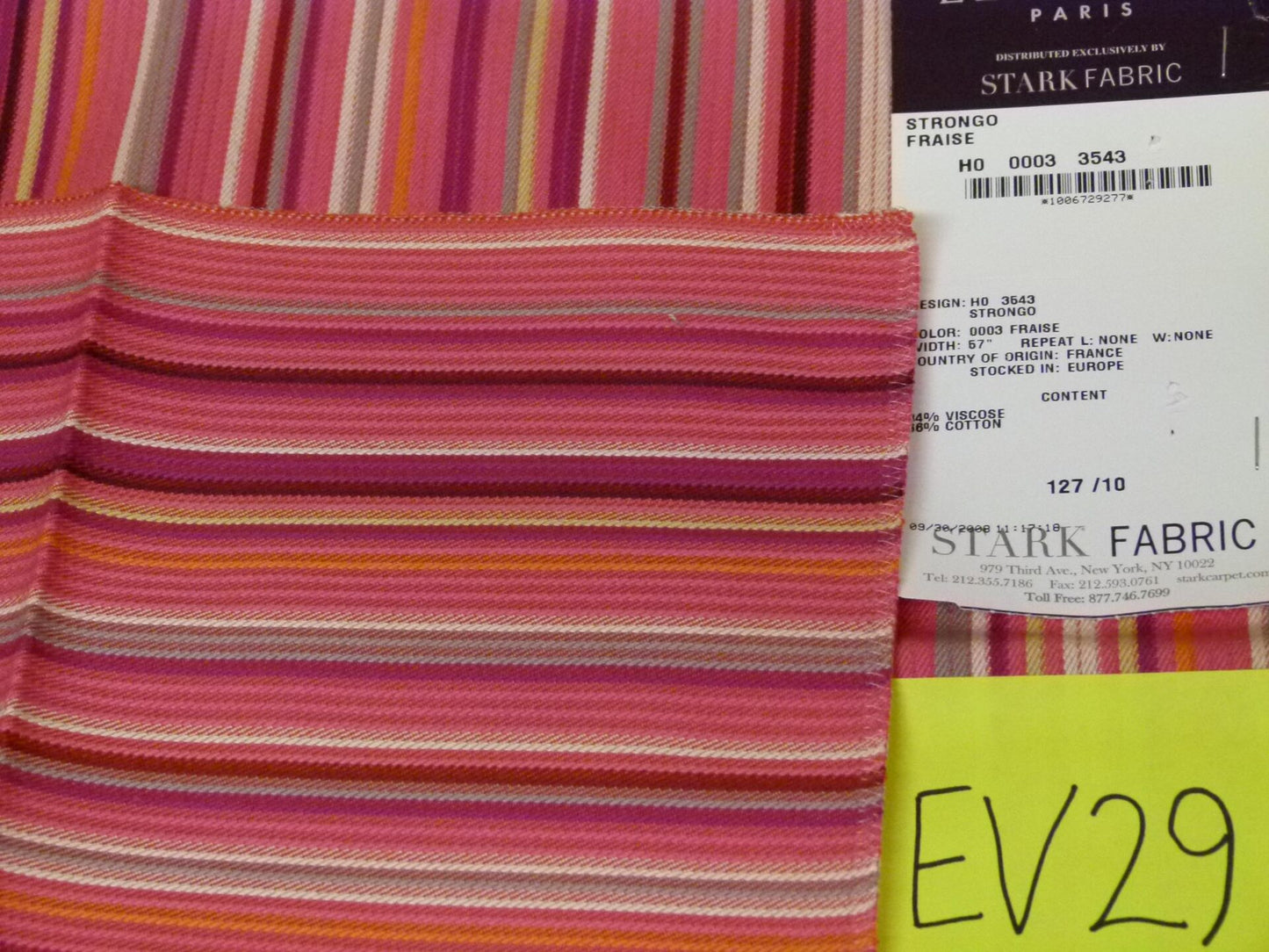 1 EV29 Scalamandre Lelievre Paris Strongo Amande Stripe 4 Pieces Assorted Colors