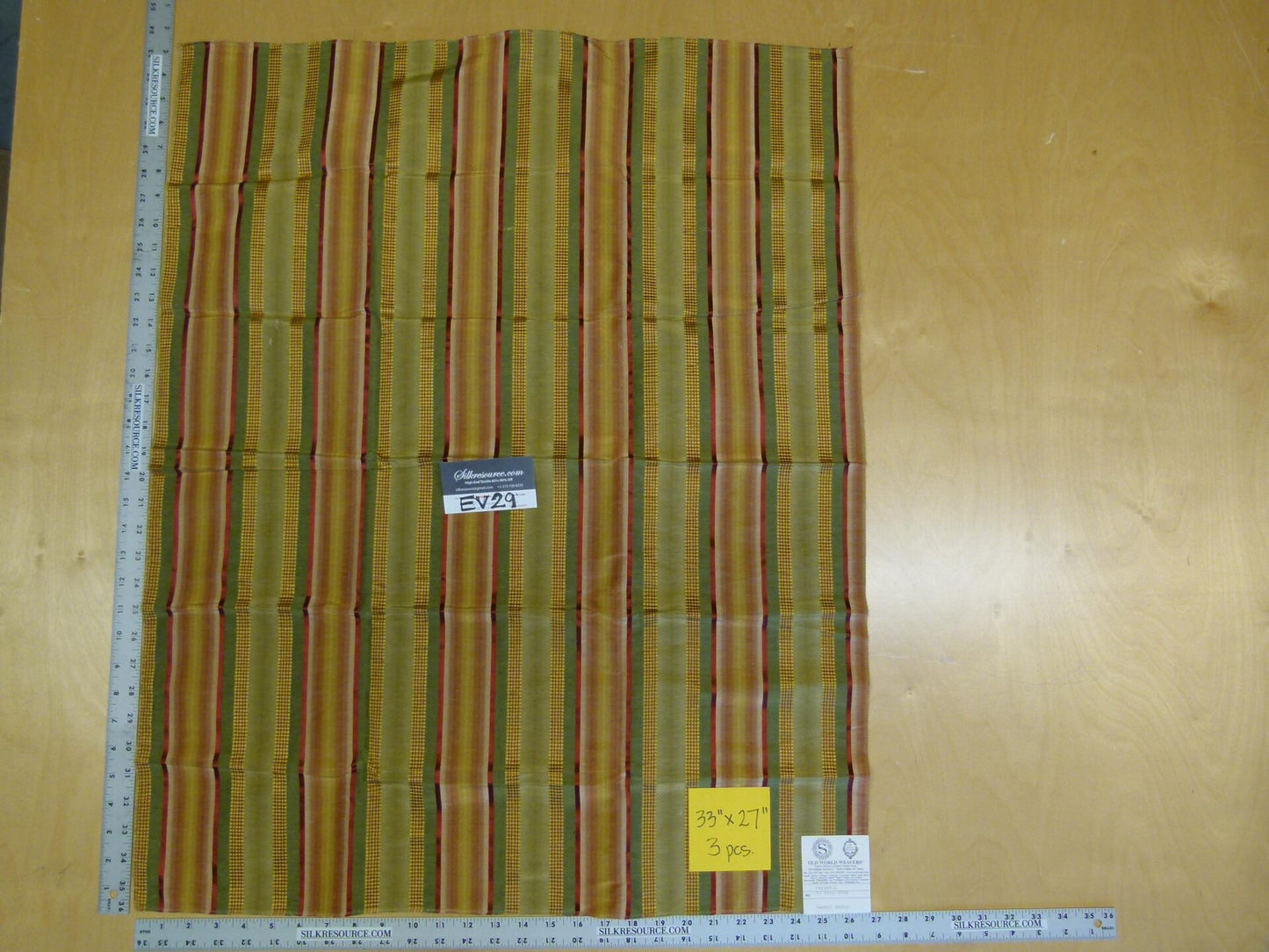 2 EV29 Scalamandre Old World Weavers Frederic Parrot Green Stripe 3 Pieces 33"x27"
