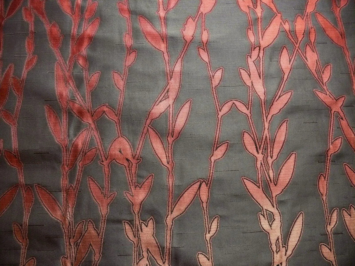 By Yard Heavy! 100%silk Lampas Pussy Willow Tree Navaho Red Brown 676navaho