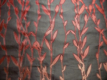 By Yard Heavy! 100%silk Lampas Pussy Willow Tree Navaho Red Brown 676navaho