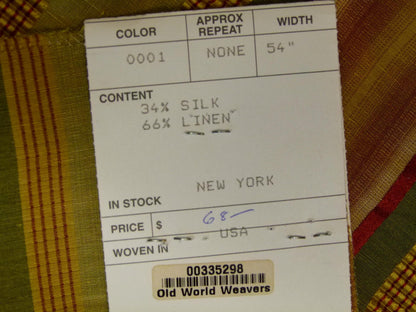 2 EV29 Scalamandre Old World Weavers Frederic Parrot Green Stripe 3 Pieces 33"x27"