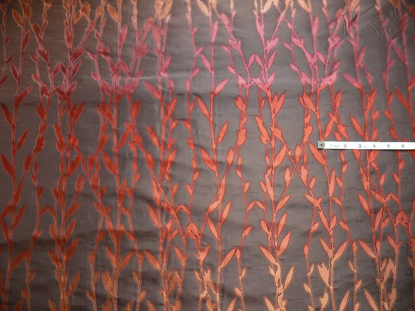 By Yard Heavy! 100%silk Lampas Pussy Willow Tree Navaho Red Brown 676navaho