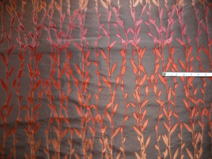 By Yard Heavy! 100%silk Lampas Pussy Willow Tree Navaho Red Brown 676navaho