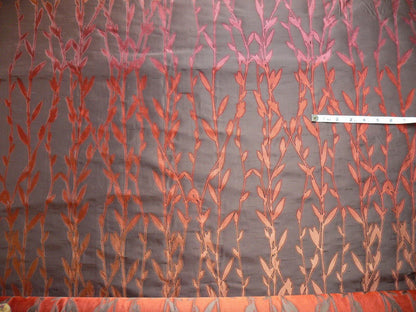 By Yard Heavy! 100%silk Lampas Pussy Willow Tree Navaho Red Brown 676navaho