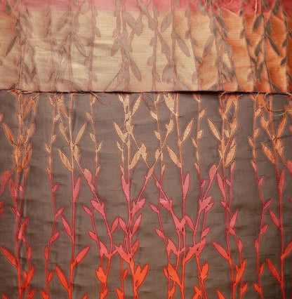 By Yard Heavy! 100%silk Lampas Pussy Willow Tree Navaho Red Brown 676navaho