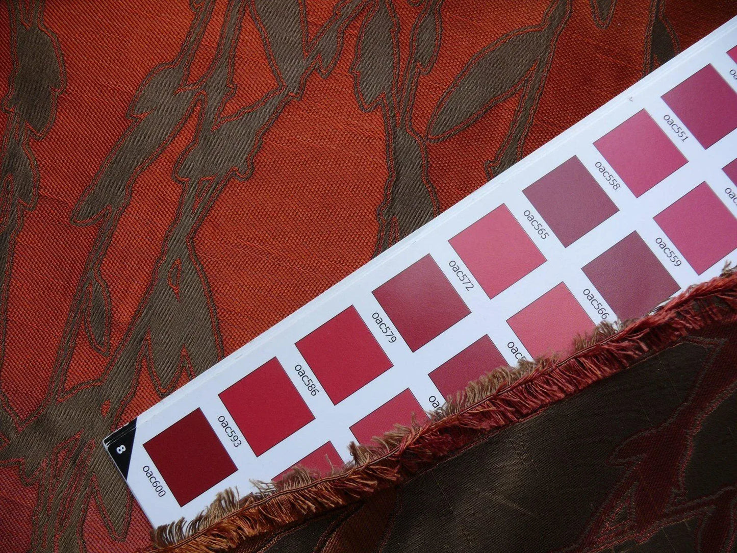 By Yard Heavy! 100%silk Lampas Pussy Willow Tree Navaho Red Brown 676navaho