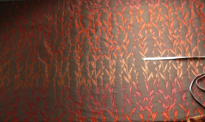 By Yard Heavy! 100%silk Lampas Pussy Willow Tree Navaho Red Brown 676navaho
