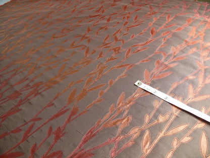 By Yard Heavy! 100%silk Lampas Pussy Willow Tree Navaho Red Brown 676navaho
