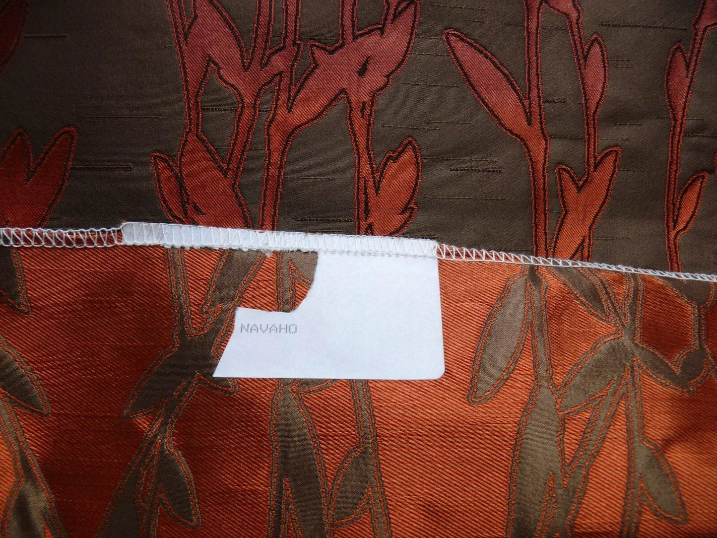 By Yard Heavy! 100%silk Lampas Pussy Willow Tree Navaho Red Brown 676navaho