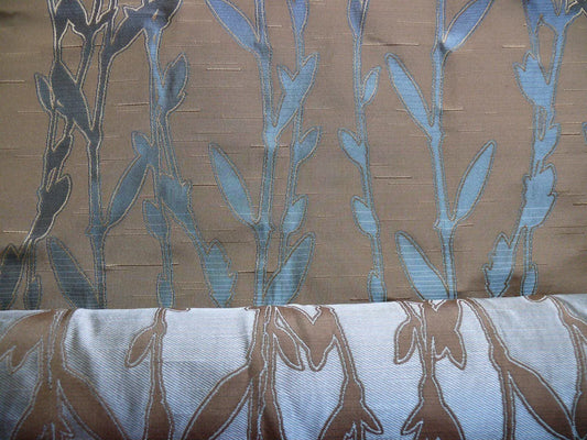 By Yard Heavy! 100%silk Lampas Pussy Willow Tree Wind Blue 676wind