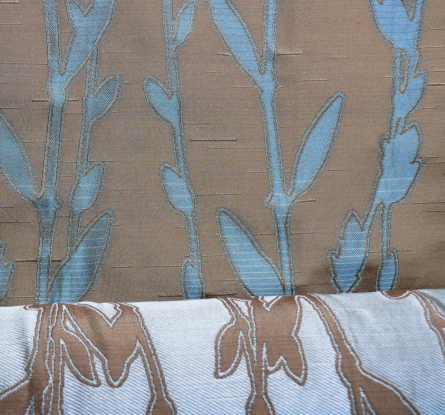 By Yard Heavy! 100%silk Lampas Pussy Willow Tree Wind Blue 676wind