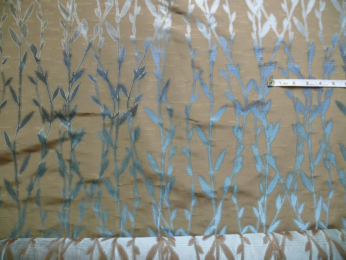 By Yard Heavy! 100%silk Lampas Pussy Willow Tree Wind Blue 676wind