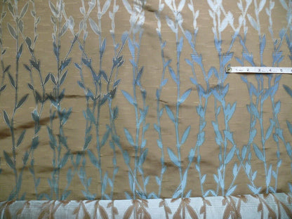 By Yard Heavy! 100%silk Lampas Pussy Willow Tree Wind Blue 676wind