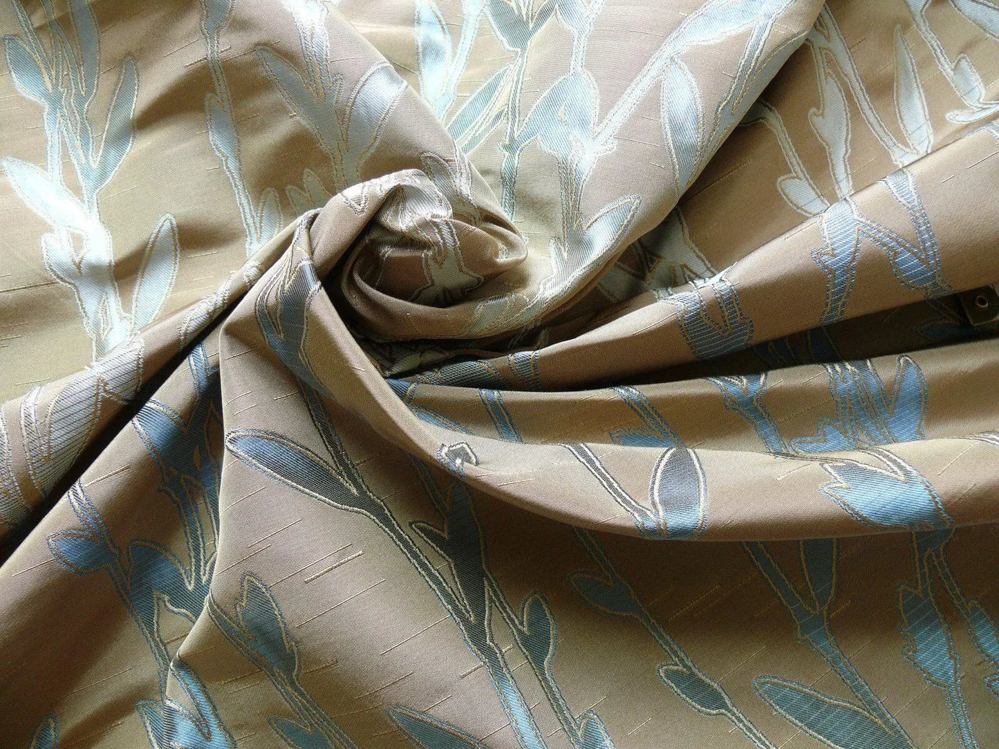 By Yard Heavy! 100%silk Lampas Pussy Willow Tree Wind Blue 676wind