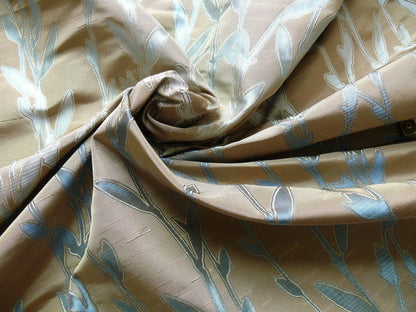 By Yard Heavy! 100%silk Lampas Pussy Willow Tree Wind Blue 676wind