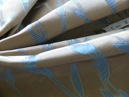 By Yard Heavy! 100%silk Lampas Pussy Willow Tree Wind Blue 676wind