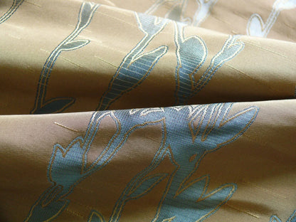 By Yard Heavy! 100%silk Lampas Pussy Willow Tree Wind Blue 676wind