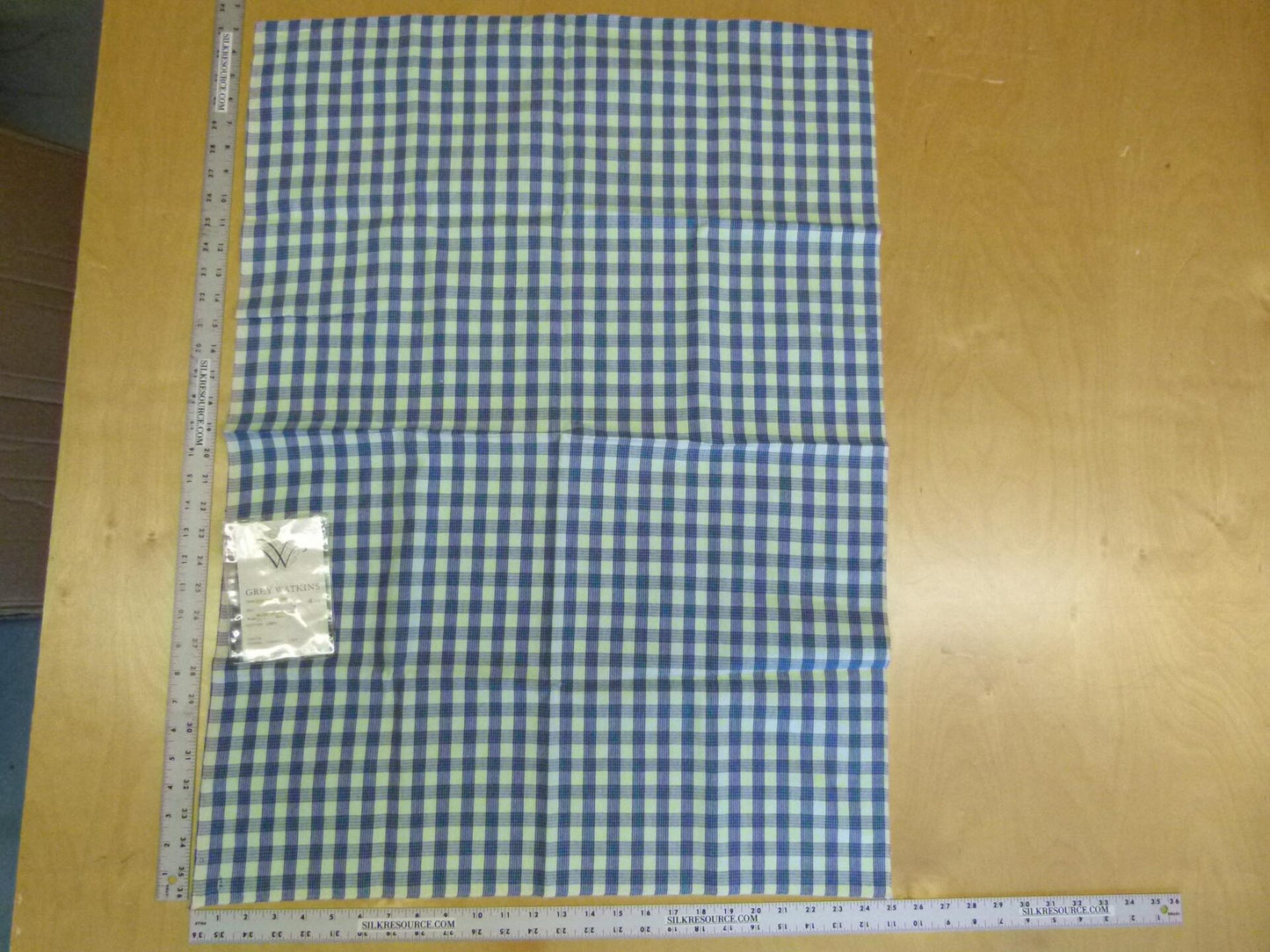 5 EV29 Scalamandre Grey Watkins Chatham Check Green/Off-White Cotton 4 Assorted Pieces 34"x25"