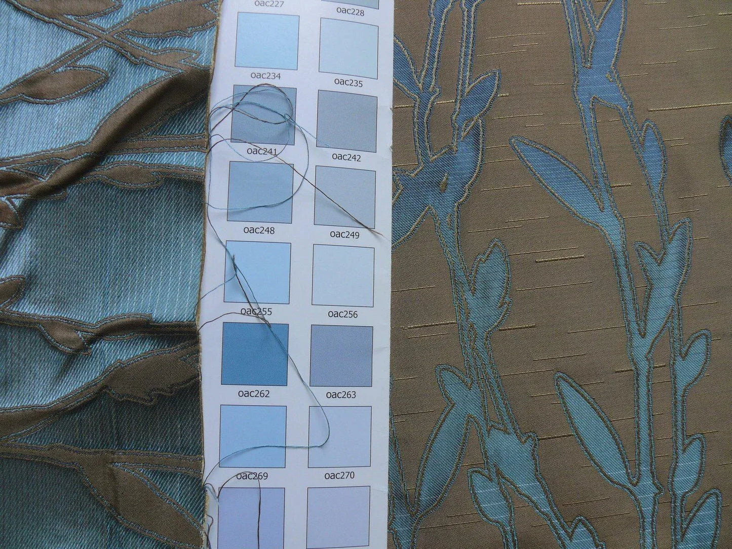 By Yard Heavy! 100%silk Lampas Pussy Willow Tree Wind Blue 676wind