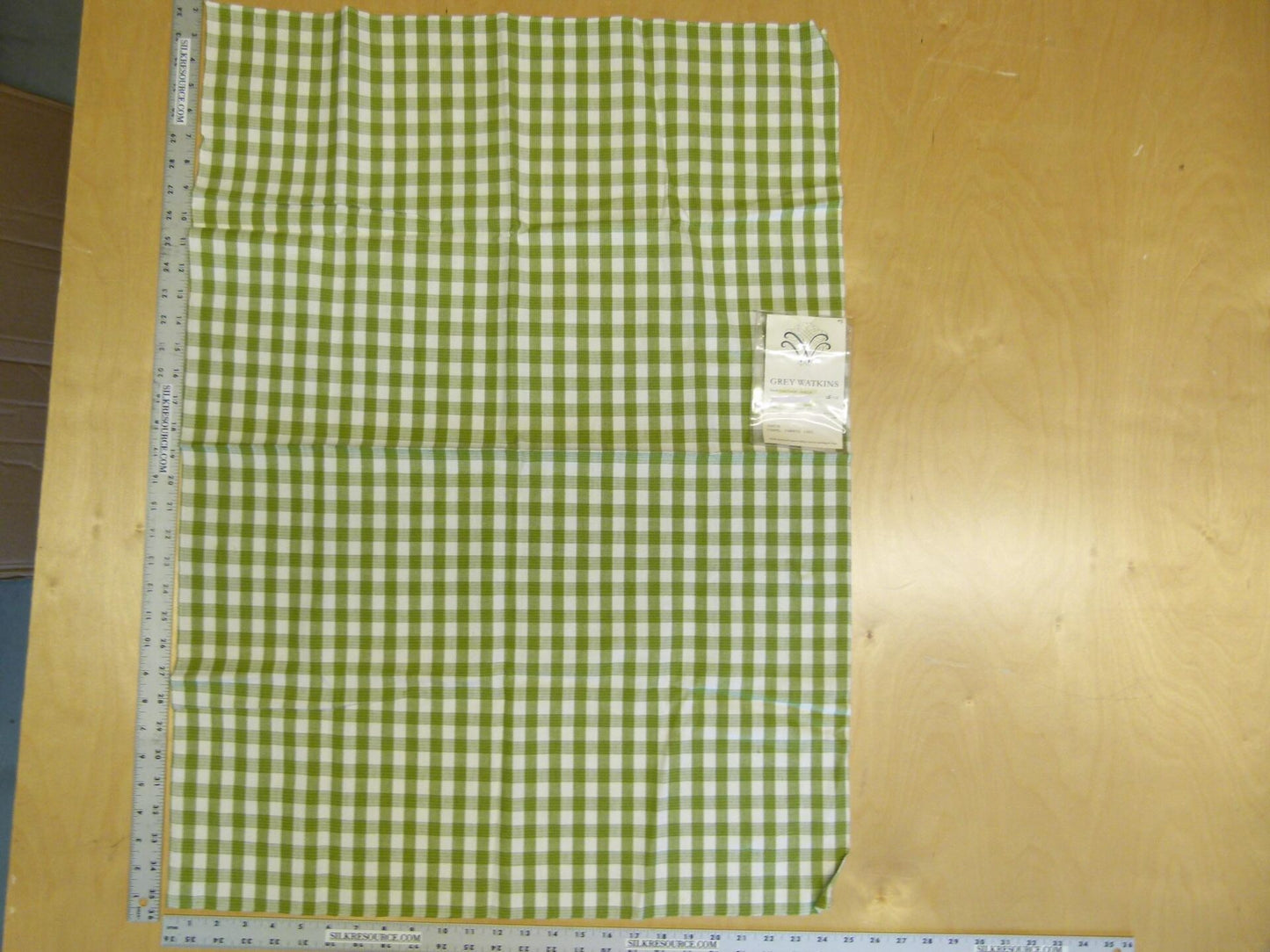 5 EV29 Scalamandre Grey Watkins Chatham Check Green/Off-White Cotton 4 Assorted Pieces 34"x25"