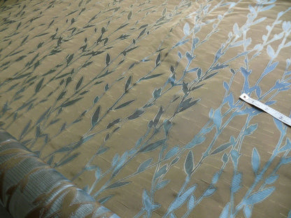 By Yard Heavy! 100%silk Lampas Pussy Willow Tree Wind Blue 676wind