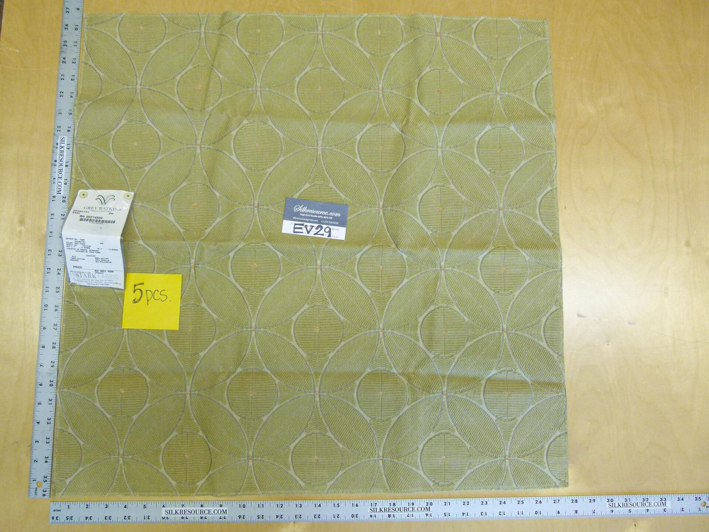 6 EV29 Scalamandre Grey Watkins Geometry Sage Epingle Green Dot Circle Geometric 5 Pieces 26"x27" MSRP USD370/y