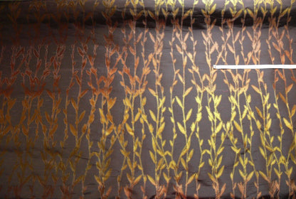 By Yard Heavy! 100%silk Lampas Pussy Willow Tree Branch Gold Brown