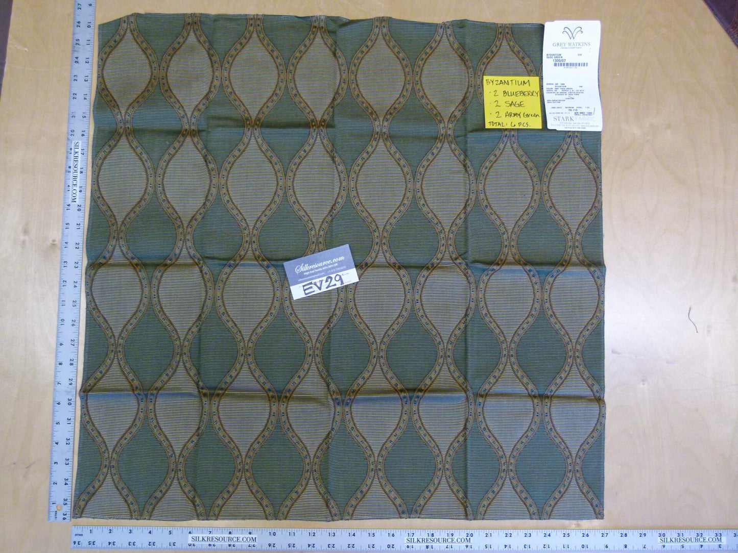 7 EV29 Scalamandre Grey Watkins Byzantium Ogee Small Jacquard 6 Pieces 26"x27"