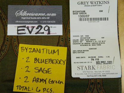 7 EV29 Scalamandre Grey Watkins Byzantium Ogee Small Jacquard 6 Pieces 26"x27"