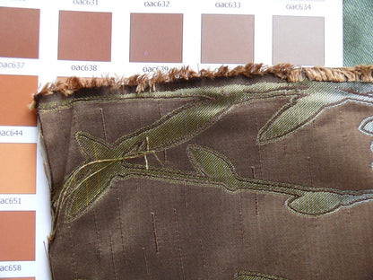 By Yard Heavy! 100%silk Lampas Pussy Willow Tree Dusk Blue Brown 676dusk